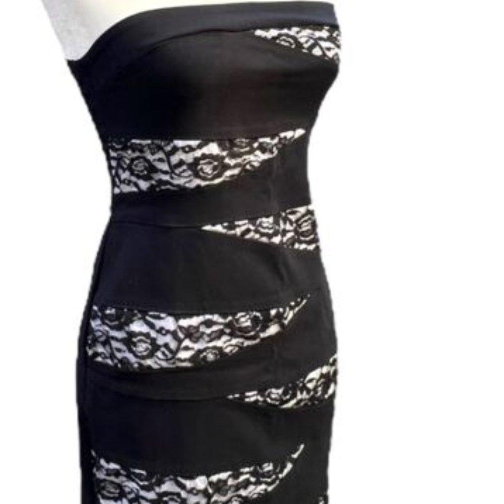Ruby Rox Womens Size Medium Black Mini Dress Black Lace Cut Out